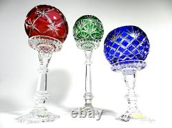 Vintage Bohemian Cut To Clear Art Glass Candle Holder Set Of 3