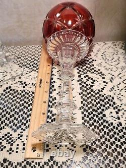 Vintage Bohemian Cut To Clear Art Glass on Pedestal's Candle Holder Set Of 3