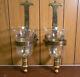 Vintage Brass & Glass Hurricane Candle Holders Chapman Style Wall Mount Spanish