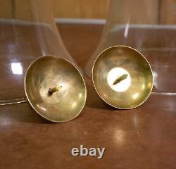 Vintage Brass & Glass Hurricane Candle Holders Chapman style Wall Mount Spanish