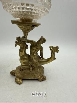 Vintage Brass and Glass 6 Candle Sticks Mythology Turtles Decor Beautiful