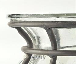 Vintage Caged Glass Hurricane Candle Holder Mellon / Glass in Metal Cage (2)