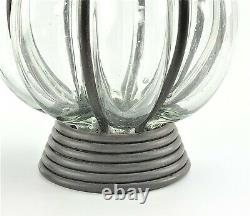 Vintage Caged Glass Hurricane Candle Holder Mellon / Glass in Metal Cage (2)