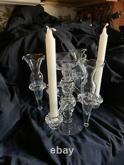 Vintage Cambridge Glass Arms Candlestick Candle Holder 5 Peg Nappy 3 Vases'40s