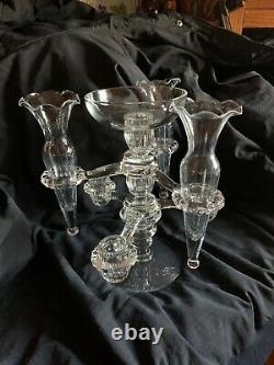 Vintage Cambridge Glass Arms Candlestick Candle Holder 5 Peg Nappy 3 Vases'40s