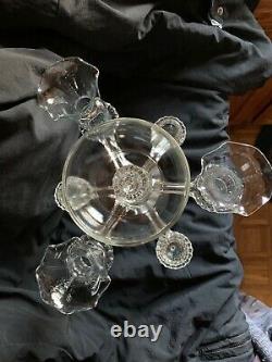 Vintage Cambridge Glass Arms Candlestick Candle Holder 5 Peg Nappy 3 Vases'40s