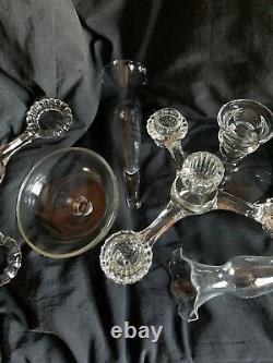 Vintage Cambridge Glass Arms Candlestick Candle Holder 5 Peg Nappy 3 Vases'40s