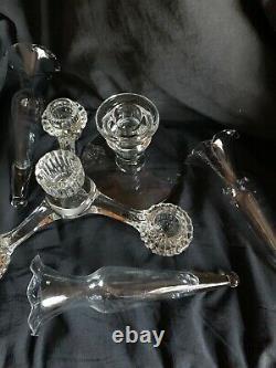 Vintage Cambridge Glass Arms Candlestick Candle Holder 5 Peg Nappy 3 Vases'40s