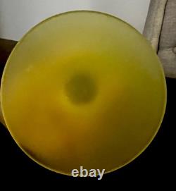 Vintage Canary Yellow Satin Tiffin Glass Vaseline Glass Candlestick Holders Set