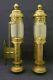 Vintage Candleholders Wall Sconce Lantern Brass Glass Hurricane Shade Set Of 2