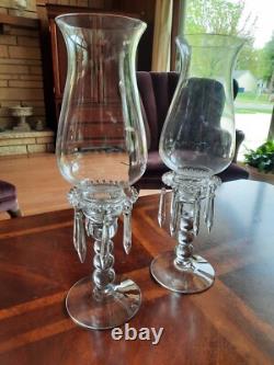 Vintage Candlewick Glassware 3 Part Hurricane Candleholders