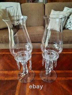 Vintage Candlewick Glassware 3 Part Hurricane Candleholders