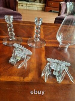 Vintage Candlewick Glassware 3 Part Hurricane Candleholders