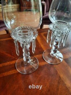 Vintage Candlewick Glassware 3 Part Hurricane Candleholders