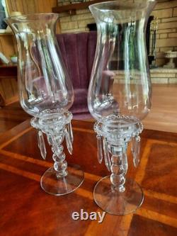 Vintage Candlewick Glassware 3 Part Hurricane Candleholders