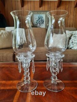 Vintage Candlewick Glassware 3 Part Hurricane Candleholders