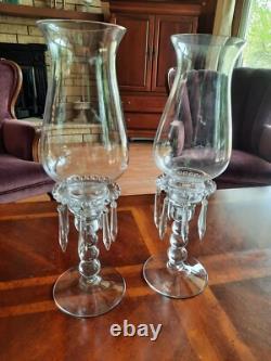 Vintage Candlewick Glassware 3 Part Hurricane Candleholders