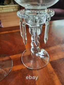 Vintage Candlewick Glassware 3 Part Hurricane Candleholders