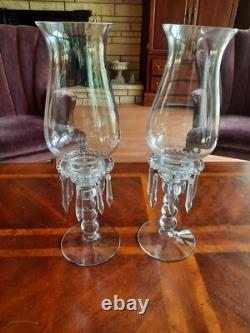 Vintage Candlewick Glassware 3 Part Hurricane Candleholders