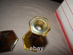 Vintage Carnival Glass Candlestick Holders Lot Of 2 Estate Find