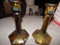 Vintage Carnival Glass Candlestick Holders Lot Of 2 Estate Find