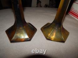 Vintage Carnival Glass Candlestick Holders Lot Of 2 Estate Find