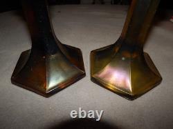 Vintage Carnival Glass Candlestick Holders Lot Of 2 Estate Find