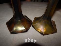 Vintage Carnival Glass Candlestick Holders Lot Of 2 Estate Find