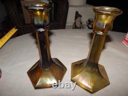 Vintage Carnival Glass Candlestick Holders Lot Of 2 Estate Find