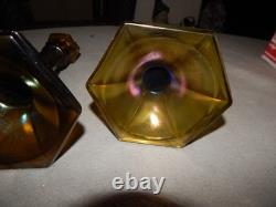 Vintage Carnival Glass Candlestick Holders Lot Of 2 Estate Find