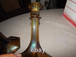 Vintage Carnival Glass Candlestick Holders Lot Of 2 Estate Find