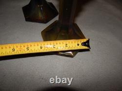 Vintage Carnival Glass Candlestick Holders Lot Of 2 Estate Find