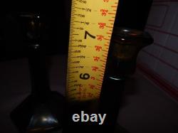 Vintage Carnival Glass Candlestick Holders Lot Of 2 Estate Find