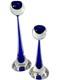 Vintage Cenedese Murano Sommerso Glass Candle Holders Pair Cobalt Blue Italy Mcm