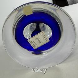 Vintage Cenedese Murano Sommerso Glass Candle Holders Pair Cobalt Blue Italy MCM