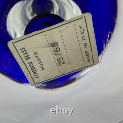 Vintage Cenedese Murano Sommerso Glass Candle Holders Pair Cobalt Blue Italy MCM