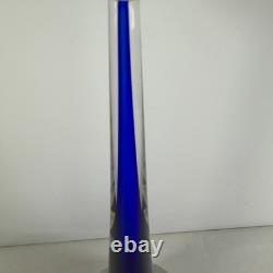 Vintage Cenedese Murano Sommerso Glass Candle Holders Pair Cobalt Blue Italy MCM