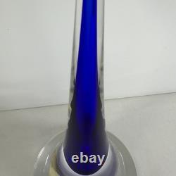 Vintage Cenedese Murano Sommerso Glass Candle Holders Pair Cobalt Blue Italy MCM
