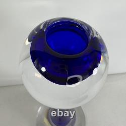 Vintage Cenedese Murano Sommerso Glass Candle Holders Pair Cobalt Blue Italy MCM