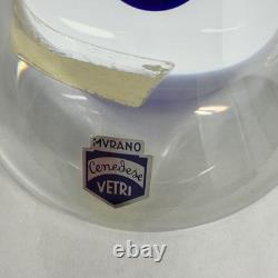 Vintage Cenedese Murano Sommerso Glass Candle Holders Pair Cobalt Blue Italy MCM
