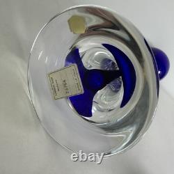 Vintage Cenedese Murano Sommerso Glass Candle Holders Pair Cobalt Blue Italy MCM