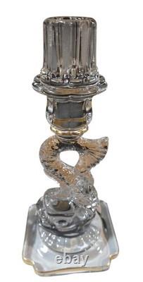 Vintage Clear Glass Dolphin Koi Fish Candlesticks Pair of KOI Candle Holders