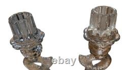 Vintage Clear Glass Dolphin Koi Fish Candlesticks Pair of KOI Candle Holders