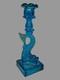 Vintage Cobalt Blue Figural Dolphin Pressed Glass 10.5 Candlestick