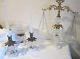 Vintage Console Set Crystal Candleholders Bowl W Prisms Scales Of Justice 4 Pc S
