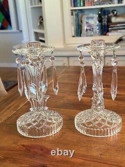 Vintage Crystal Candle Holders With Prisms