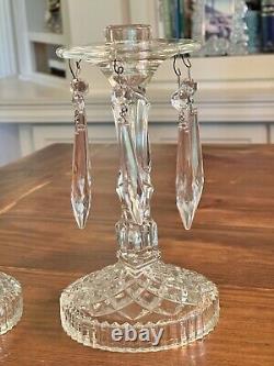 Vintage Crystal Candle Holders With Prisms