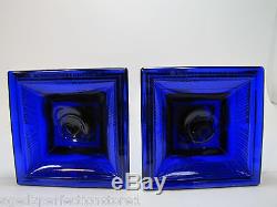 Vintage Dalzell Glass Candlesticks two deep blue purple Smithsonian Institute