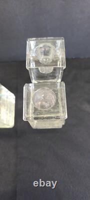 Vintage Dansk Art Glass Ice Cube Castle Candle Holders Candlestick Mid Century