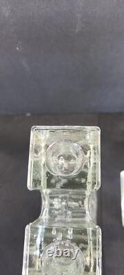 Vintage Dansk Art Glass Ice Cube Castle Candle Holders Candlestick Mid Century